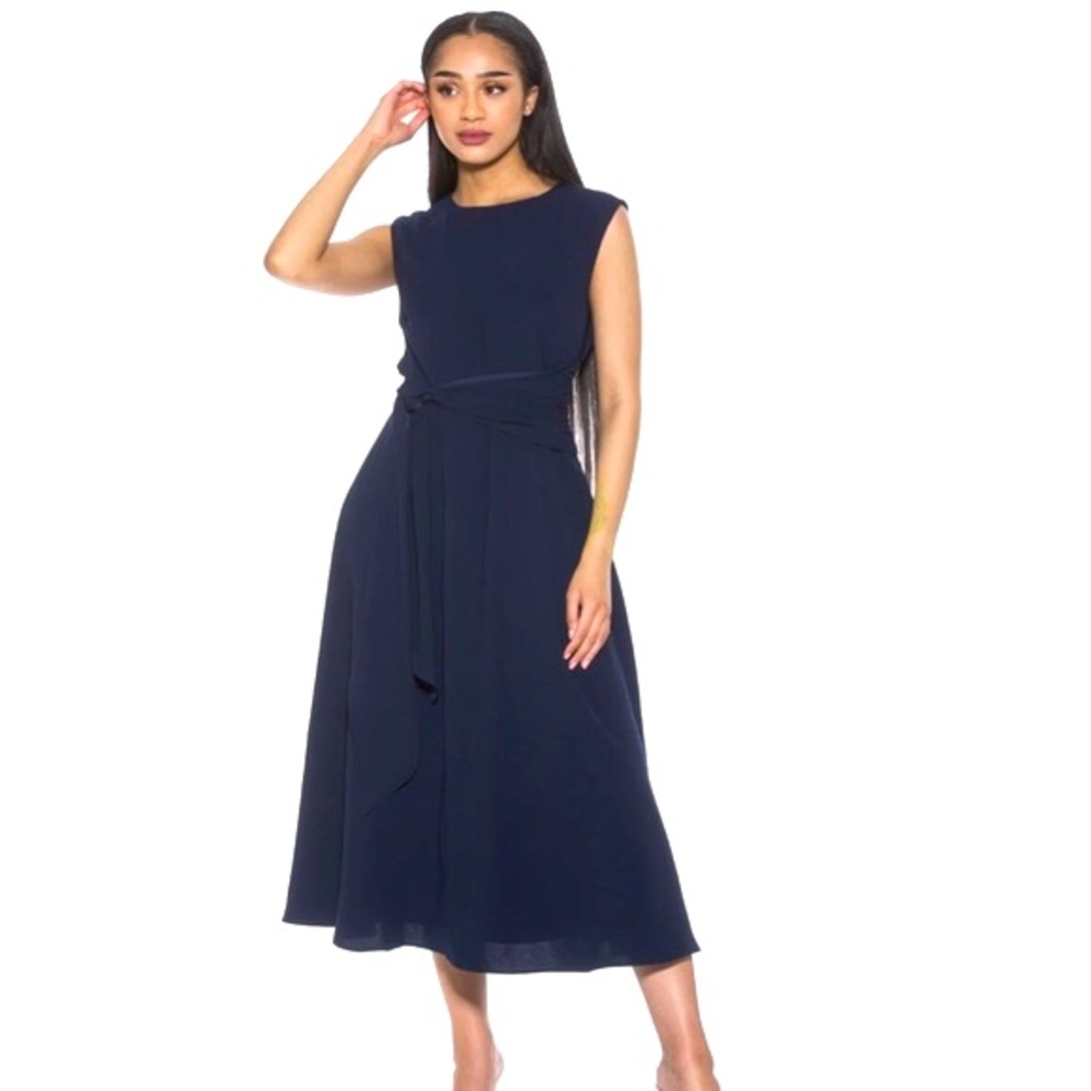 NWOT - Paris Asymmetric Dress! Navy Blue! Picture doesn’t reflect correct color.